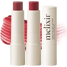 Melixir Vegan Lip Butter Duo Set Hydrating Tinted Lip Balm Gift Set with Shea Butter, Moisturizing for Dry Chapped Lips, Petrolatum-Free, Bee-Free, Sheer Natural Finish Dewy Rose & Nudy Rose