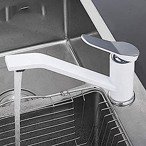 Robinet de cuisine mitigeur d'évier blanc eau chaude froide torneira