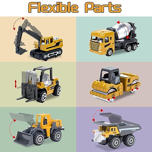 image for Tcvents 6 Pieces Construction Truck Toys, Diecast Construction Vehicle