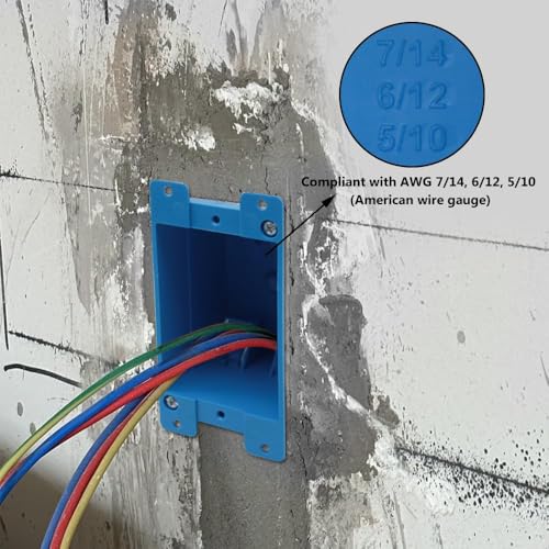 Image of Old Work Box,Plastic Junction for Switches,PVC Electrical 14 cuin Outlet Box,Old Work Box 1 Gang Deep,ETL Listed for Home Improvement,AWG Standard,Fire Rated for Two Hours(6 Pack)