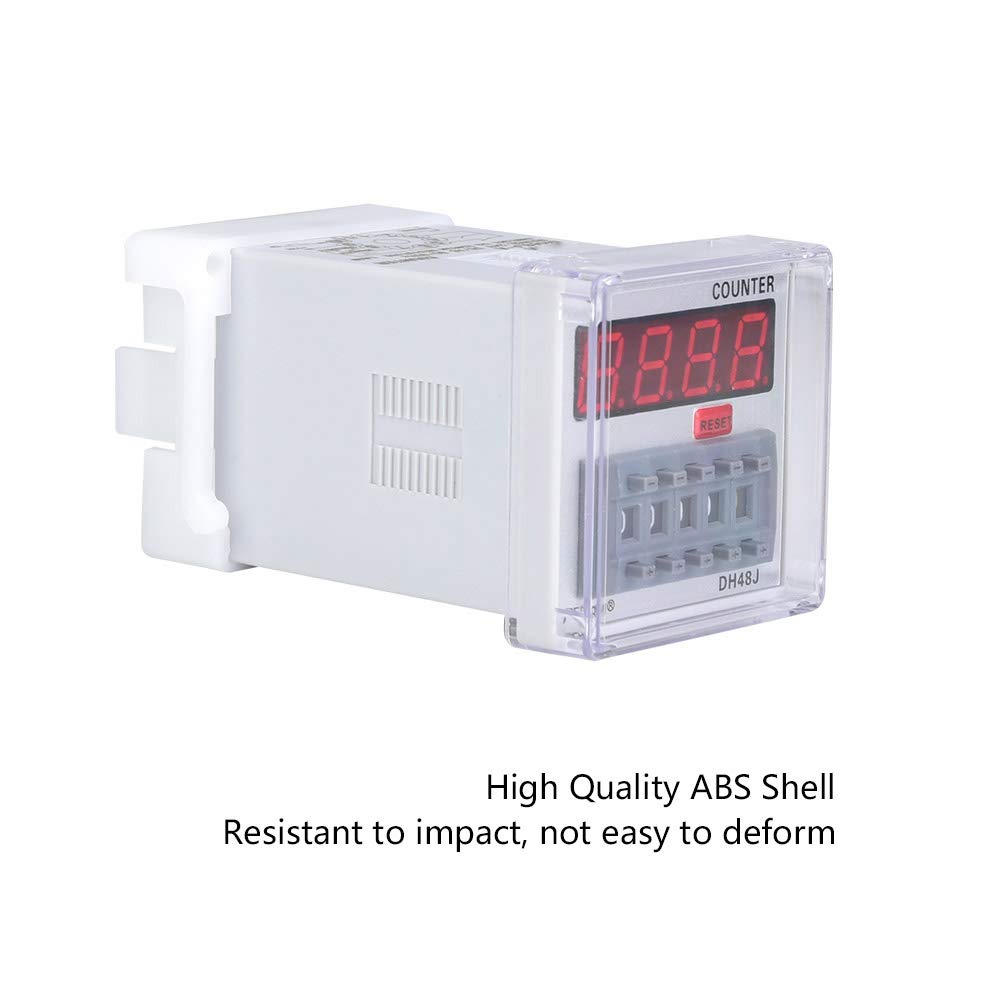 Relè Contatore Elettronico DH48J-A 24 V AC/DC ABS 1-999900 Pannello a 11 Pin Contatore o Reset Contatore con Display a LED, Relè Temporale Digitale