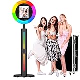 Portable Removable Photo Booth Shell Stand for Ipad 10.2'' 10.9'' 11'' 12.9 Instant PhotoBooth Machine with Software APP Dual Control Ring Light,Flight Case,Black