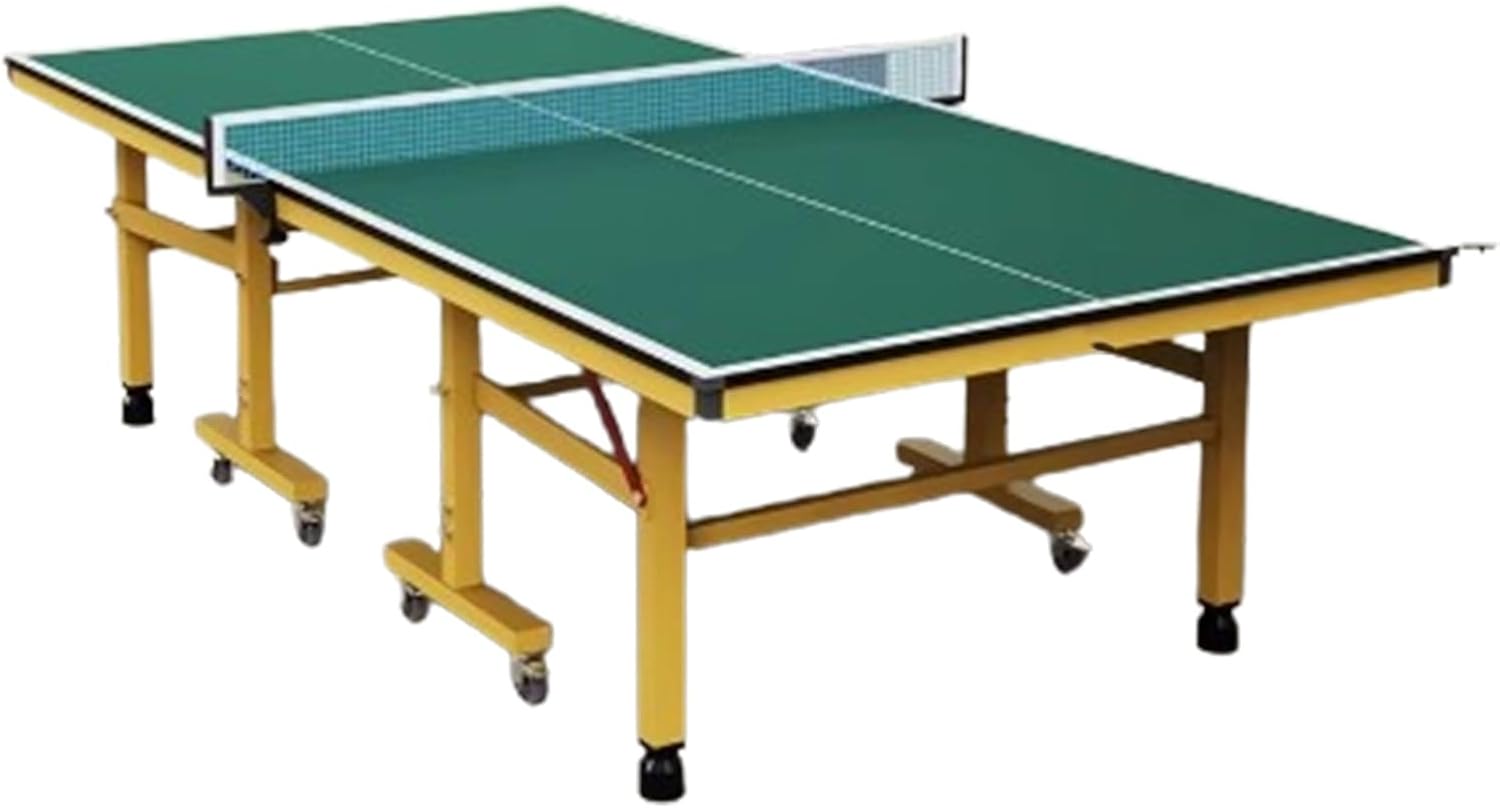 Indoor Outdoor Ping Pong Table, Tournament Size Table Tennis Table with Net Set, All-Weather Foldable Table with Wheels for Home, School & Club