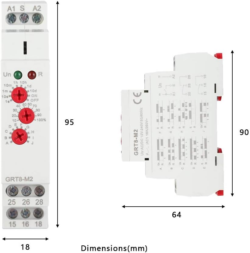 Multifunctional Delay Time Relay, Timer Relay Delay Off Relay, DIN Rail Mount Delay Time Relay for Replacement