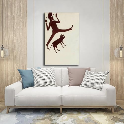 Toile Bill Traylor Man Drinking With Dog 61x91cm pour déco murale bureau