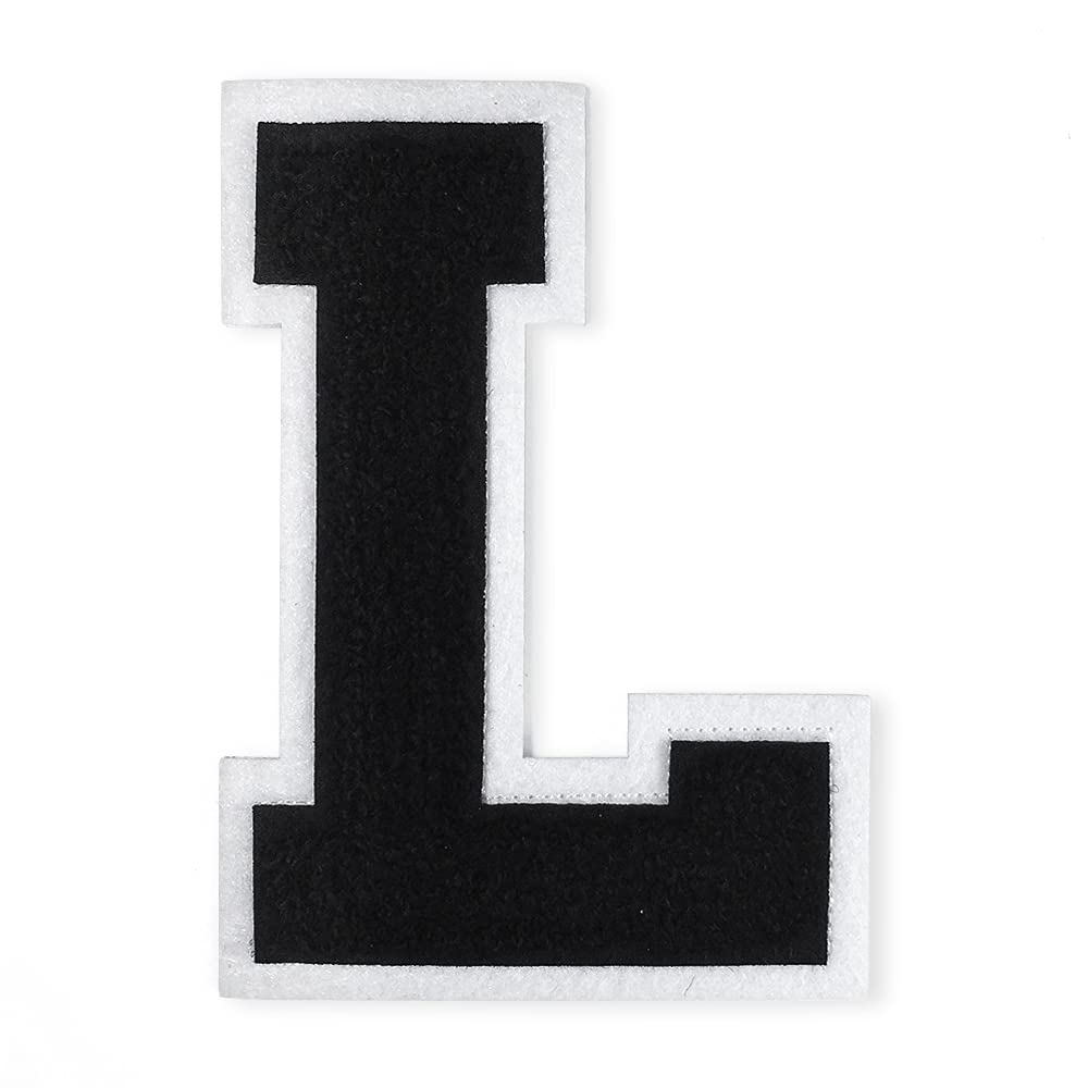 Fancy Black Old English Alphabet Letter 'L' Embroidered Patch – Iron-On, Single