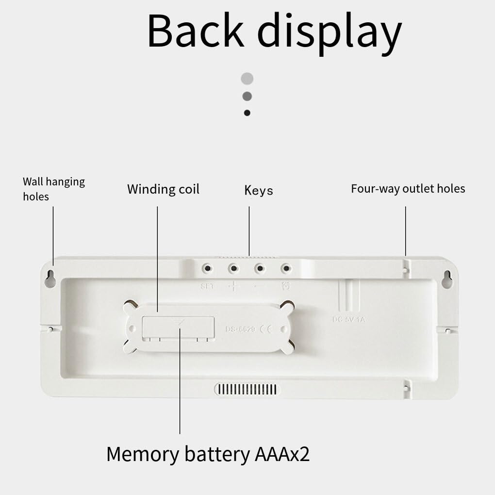 Reloj de con Pantalla Digital Grande y Control Remoto, Temporizador de visualización de Semana y Fecha de Temperatura, Control Remoto de plástico, Naranja Blanca
