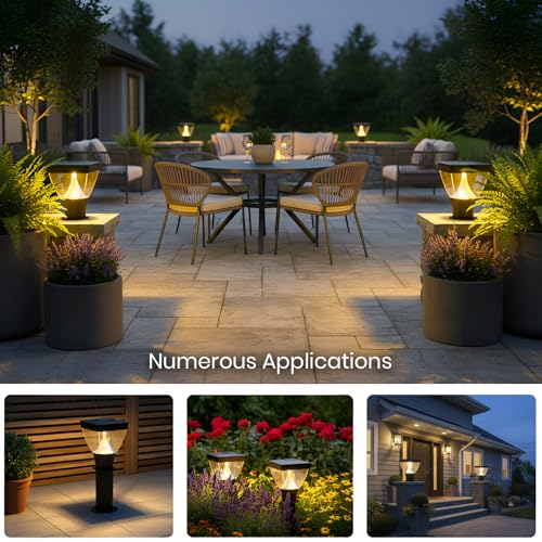 Image of Gigawatts GWMWW-01 Outdoor Gate Light - 20W Integrated Light 101% Rust & Waterproof Polycarbonate, ABS, PP Pillar Lamp Base Mount Black Exterior Fixture for Garden, Boundary & Home Entrance