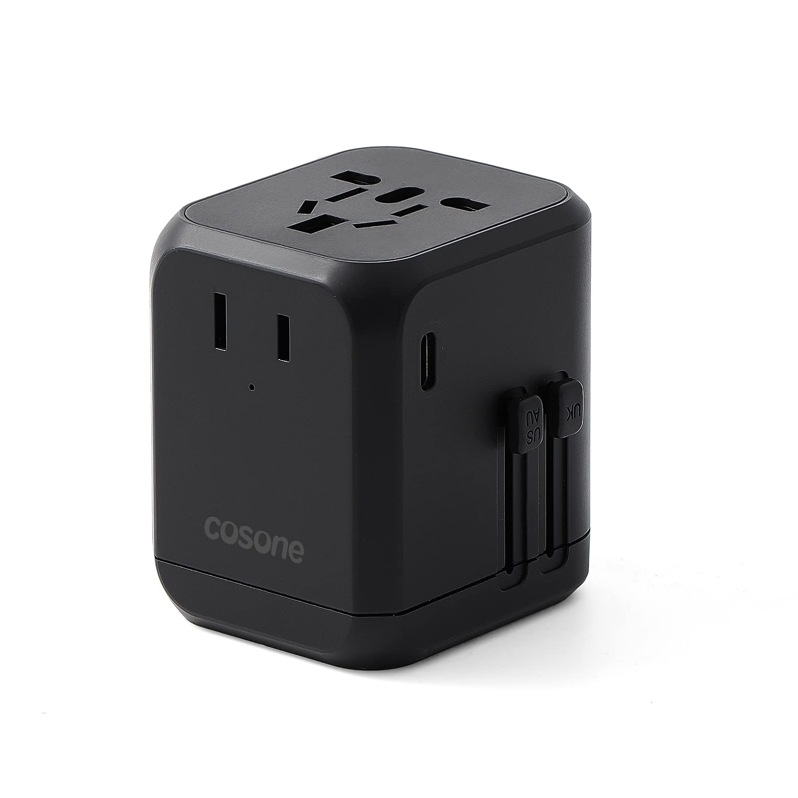 Universal International Travel Power Adapter, All in One Wall Charger with High Speed 2.4A 3xUSB, 3.0A Type-C, European Adapter, Worldwide AC Outlet Plugs for US, EU, UK, AUS