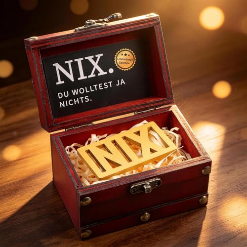 Giftota NIX Geschenk Lustige Geschenke für alle die nichts wollen Nichts Geburtstagsgeschenk DU WOLLTEST JA NICHTS Schatzkiste Da Ist Nichts Drin Geschenkideen für Männer Frauen Freunde