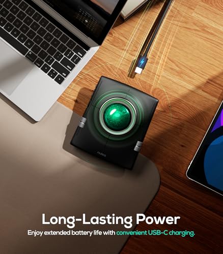 Image of Nulea M512 Wireless Trackball Mouse, Ergonomic 55mm Trackball, Adjustable DPI for Precise Control, Left or Right Hand Compatible, Rechargeable, Multi-Device Bluetooth & 2.4GHz for PC, Laptop(Green)