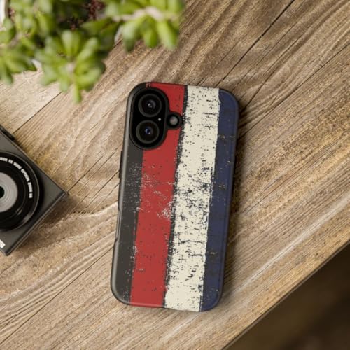 Coque rigide mate iPhone 16 motif rayures style vintage - 4
