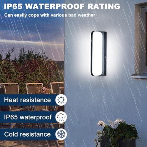 Image of Kawell 24W 2880LM LED Wall Sconce, IP65 Waterproof Up Down Outdoor Wall Light, Modern Hardwired Porch Light Fixture for Patio Living Room Hallway Stair, 6000K