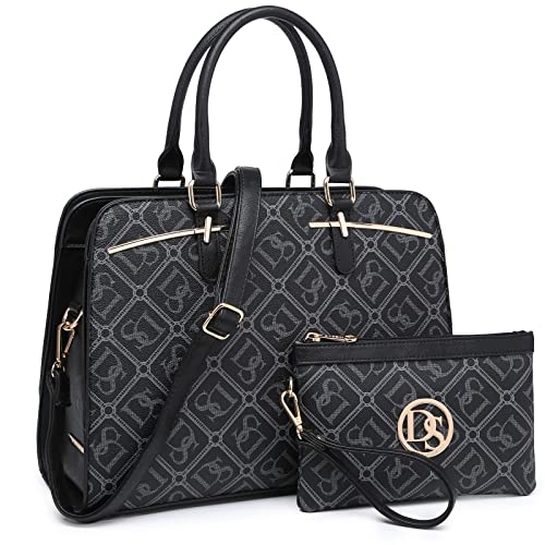 Women handbag set 2pcs vegan leather satchel with 3 compartments
