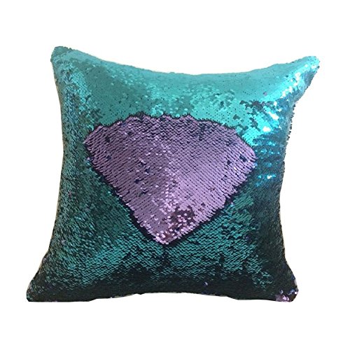 Fengheshun Reversible Sequins Mermaid Pillow Covers, Magical Color Changing Pillowcase, Purple/Blue
