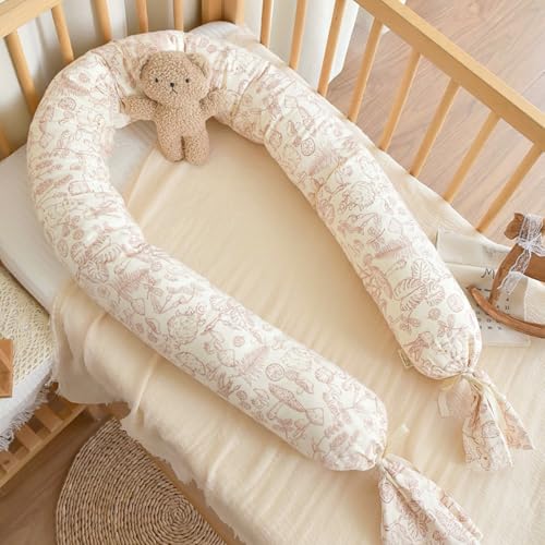 PTKG Decor Pillow Mat Cuddle Cushion chichonera Cuna Kids Pillow Bumper chichonera Cuna Almohada antivuelco Bebe para Cuna de Bebe Alfombra Protectora contra Caídas para Cama,Z4,180cm