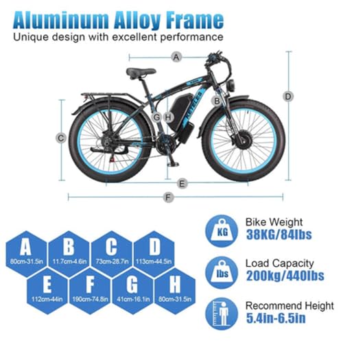 Kinsella K800 dual motor 26-inch fat tire mountain electric bike has: 23AH lithium battery, 4 color options, 21 speeds, color display. - Image 3