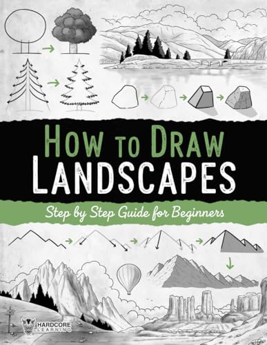 How to Draw Landscapes: Step-by-Step Guide for Beginners, Draw Nature Easily with Line Art and Shadows
