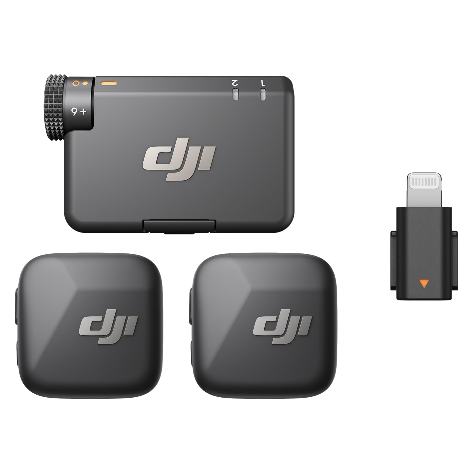 DJI Mic Mini (2 TX + 1 RX + Adaptador Lightning) para iPhone, Android y cámara, Ultraligero, Audio Rico en Detalles, cancelación de Ruido, limitación automática