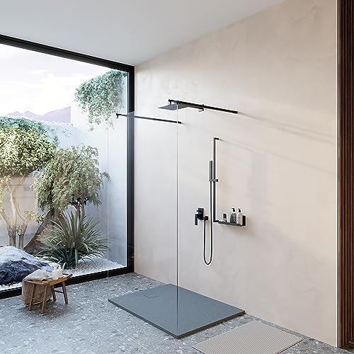 Piatto Doccia 80X140 Cm Grigio Effetto Pietra Rettangolare In Smc Riducibile Samos - 2