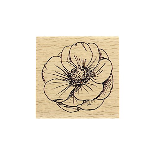 Florilges Outlined Flower Stamp, Wood 7 x 7 x 2.5 cm
