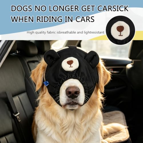 Image of NACOCO Dog Calming Cap Eye Mask Nylon Shading Pet Anxiety Mask Muzzle for Grooming Anti Car Sickness (Bear,XL)
