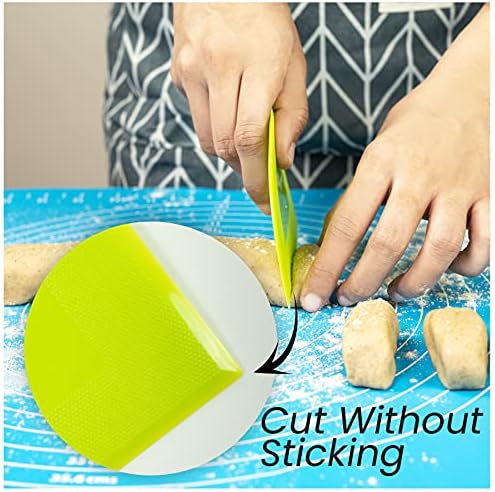 Zikrange Dough Scraper Set of 2 (9.5cmx12cm) Food Grade Plastic, Non-Sticky & Flexible Dough Cutter for Pizza, Pastry, Bread Baking & Cake Decoration (Pack of 2)