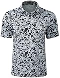 TAPULCO Mens Fashionable Patterned Short Sleeve Sports Tshirts Quick Dry Breathable Soft Casual Athletic Workout Golf Polo Shirts Mosaic Camo Grey XX-Large