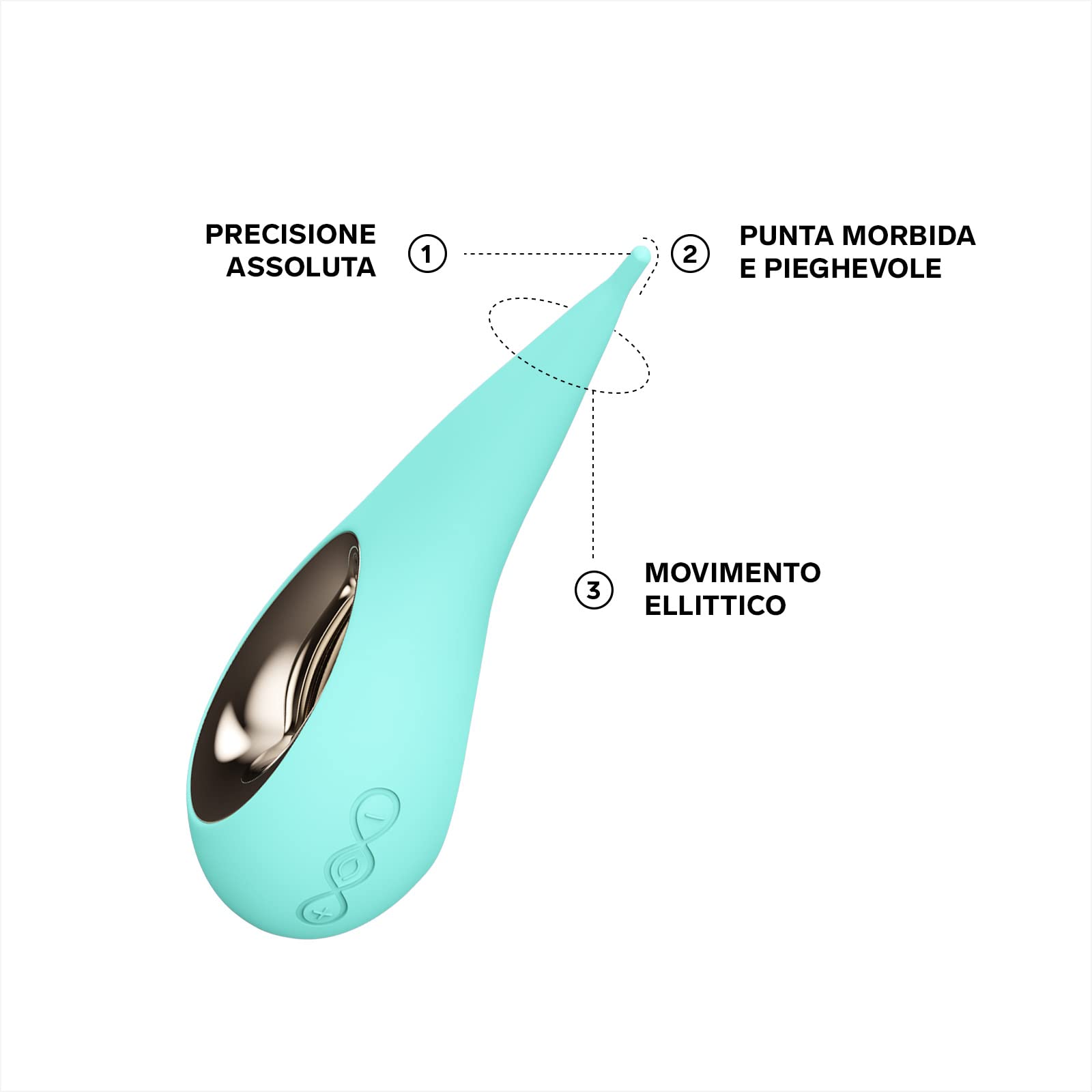 LELO DOT Stimolatore a Punta Clitorideo per Donne con Movimento Ellittico e 8 Modalità di piacere, Sex Toys per Donne, Aqua