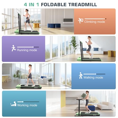 Image of Foldable Treadmill with Incline-Walking Pad with Handle Bar-Portable Walking Pad Treadmill 350+ lb Capacity-Under Desk Treadmills, 4 in 1 Running Machine LED Display /Dual Control