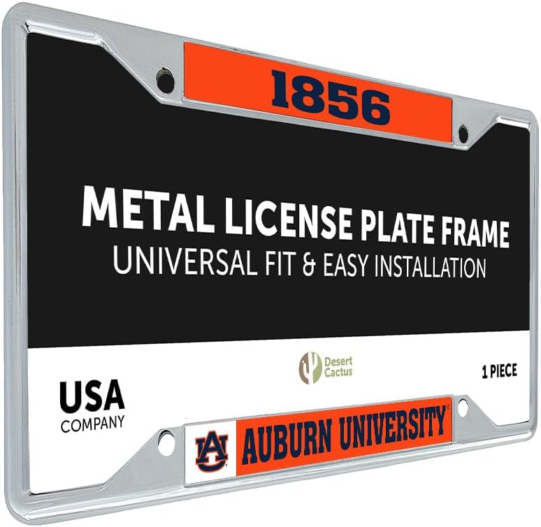 Desert Cactus Auburn University Car Accessories Tigers Metal License Plate Frame and Tag Holder for Front or Rear of Car (Founding Year)