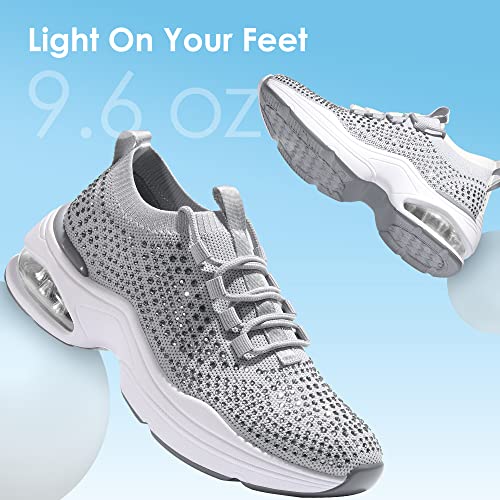Dream Pairs Slip On Sneakers Women, Lightweight Arch Support Walking Tennis Platform Chunky Shoe, Casual Work Gym Workout Running Golf Travel Zapatos Para Caminar De Mujer, Grey, Size 9.5 Sdws2205W #TOP1