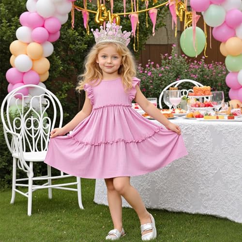 Little Bitty Toddler Girls Cotton Dress Summer Sleeveless Casual Printed Flared Dress 2-7 Years4