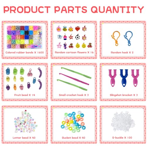 2700+ Loom Bänder Kit Jsdoin 30 Farben Loom Bands-Gummibänder mit Clips, Charms, Perlen und anderem Zubehör für DIY-Kits zur Herstellung von Freundschaftsbändern, Bastelsets, beste Halloween