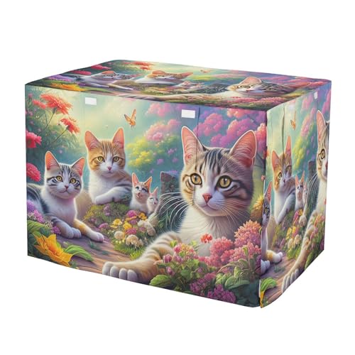 Housse de cage pour chats universelle avec ouvertures motif fleurs L