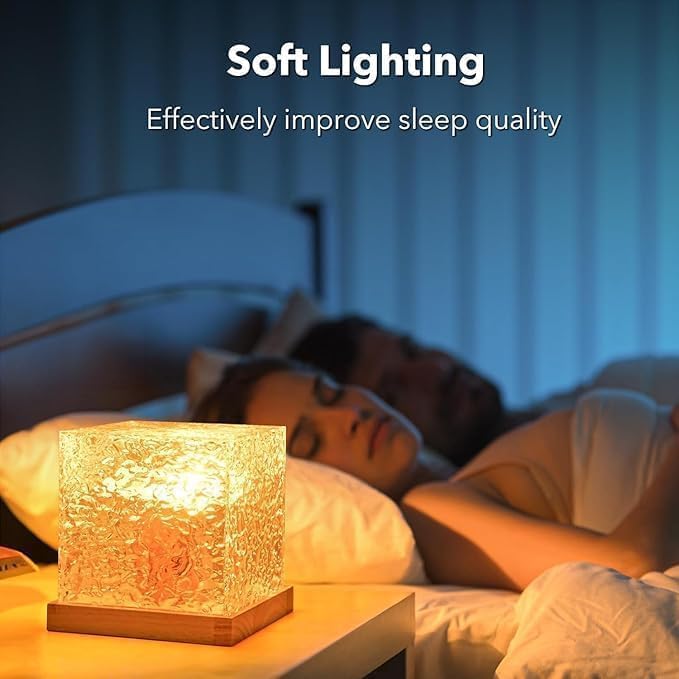 Image of Crystal 3D Galaxy Ball Night Light | Dimmable Engraved LED Glass Ball Table Lamp with USB and Wooden Base for Home Decor|Office|Birthday Gift & Kids Bedroom|Decoration (Wave LAMP)