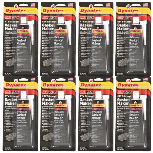 Image of Dynatex DynaBlack RTV Silicone Gasket Maker 85g Tube - 500F High Temperature, Sensor Safe, Low Odor, and Non-Corrosive Silicone Sealing Compound Made in the USA (8-Pack)