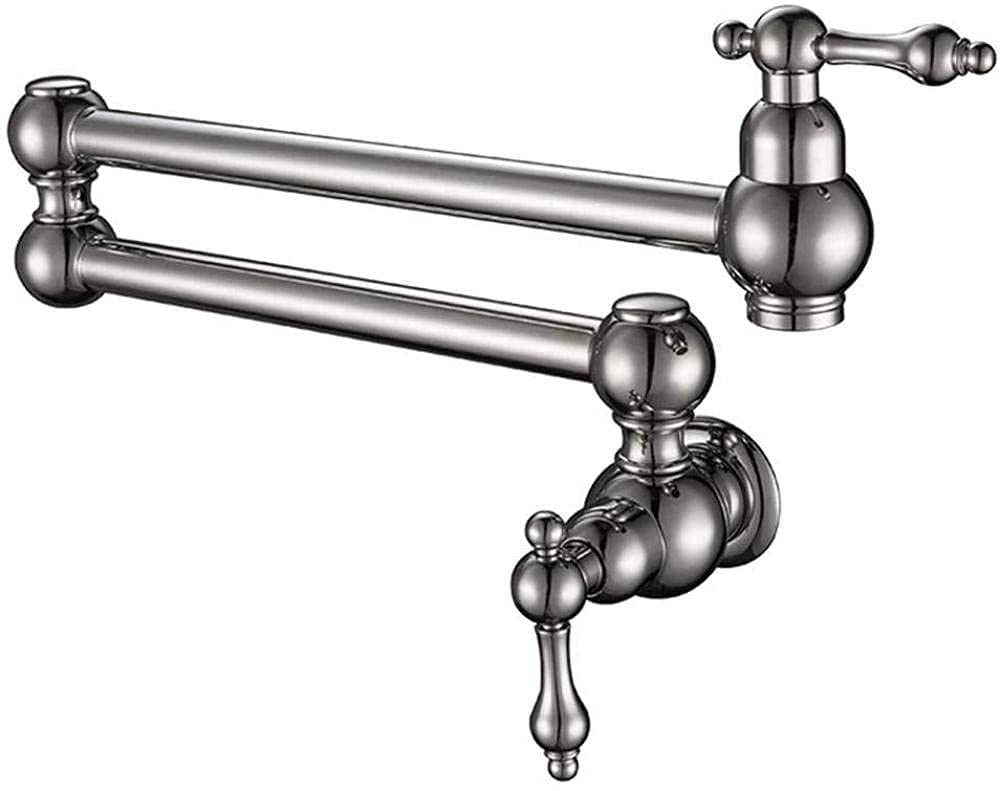 LMYSXAOZ Brass WallMounted Kitchen Faucet360° Rotating Double Handle Tap for Cold Water Brown Patina Finish Ideal Sink