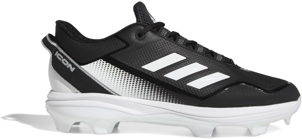 adidas Men's Icon 7 TPU Baseball Shoe, Black/Silver Metallic/White, 13.5