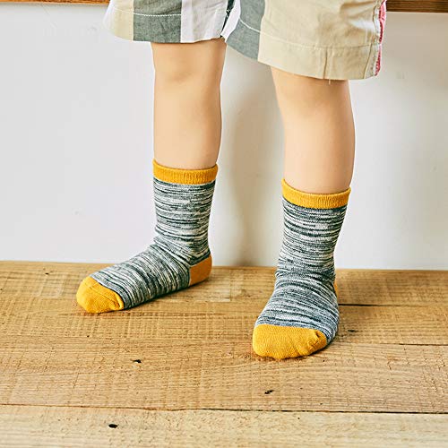 JAMEGIO Toddler Kids Boys Girls Fashion Cotton Socks Soft Crew Socks for 2-14 Years Boys Girls -9 Pairs4