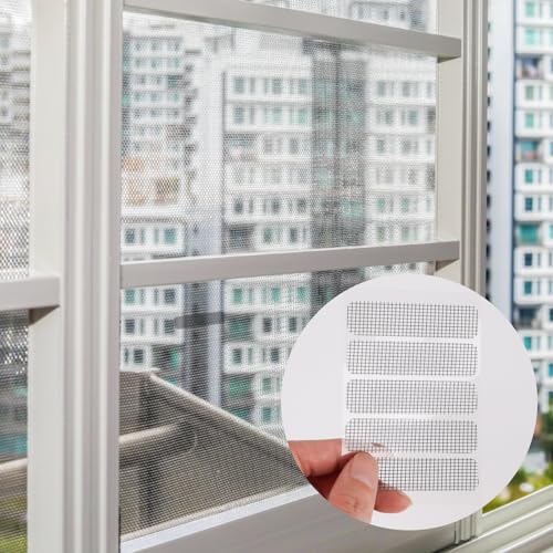 FRUHLING 120 Stück Fliegengitter Fenster Reparatur Selbstklebend Glasfaser Reparatur Insektenschutz Moskitonetz Reparaturflicken Tür Fenstergitter Patch für Fenster Tür Loch von Fliegengitter