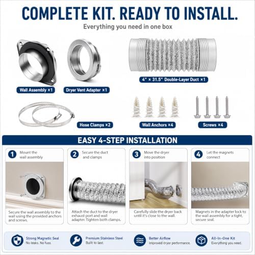 Magnetic Dryer Vent Coupling DV180 Airtight Seal Dryer Vent Connector Kit - 1