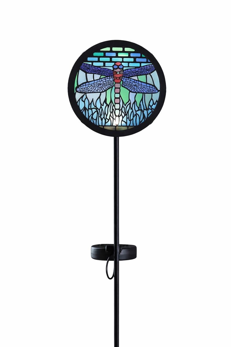 B&Q -  Tiffany Style Dragonfly Post Stake Bollard Ground Path Solar Light