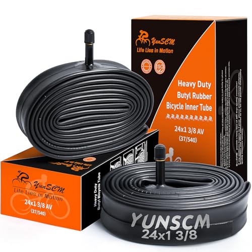 YunSCM 2本,24 1 3/8 チューブ 肉厚,米式バルブ32mm,自転車 チューブ 24 1 3/8 37-540,適用 24x1 3/8 車椅子、ロードバイク、電動自転車
