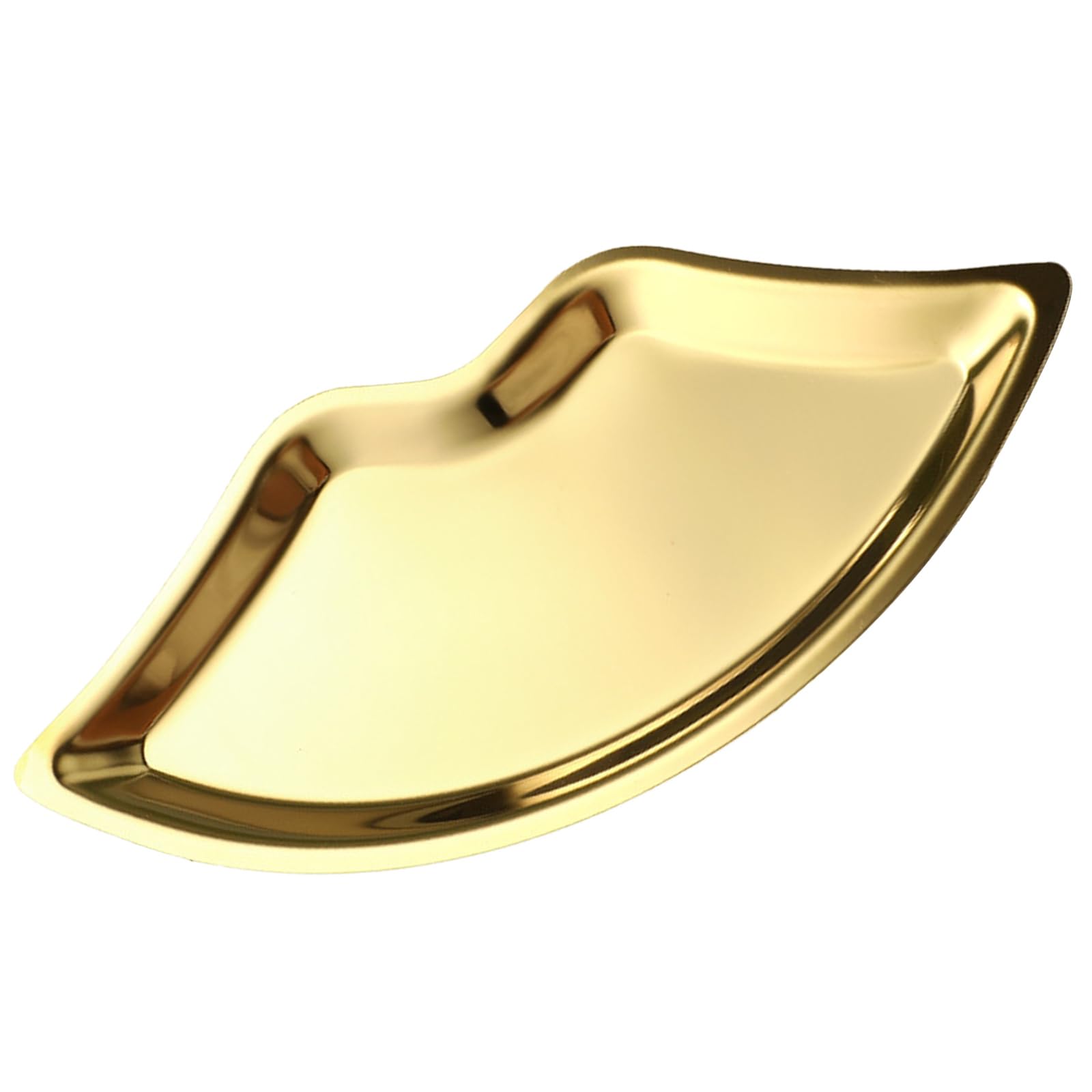 XUYUH Jewelry Tray Earrings Bracelet Necklace Jewelry Rack Stainless Steel Display Stand Lip Shaped Tray Stainless Steel Storage Jewelry, 24x11cm, Gold