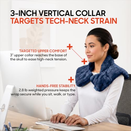 Image of Sharper Image Heated Neck & Shoulder Wrap - Microwavable Warm & Cooling Plush Pad, Scented Aromatherapy (100% Natural Lavender & Herb Spa Blend), Pain Tension Headache Relief Therapy, Gift for Women
