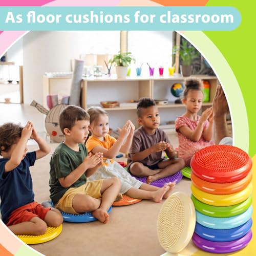 Image of Amylove Wiggle Seat Inflated Wobble Cushion for Sensory Kid | 13 Inch Balance Disc Kids Flexible Seating Exercise Sensory Pad Chair Cushion for Classroom Office School
