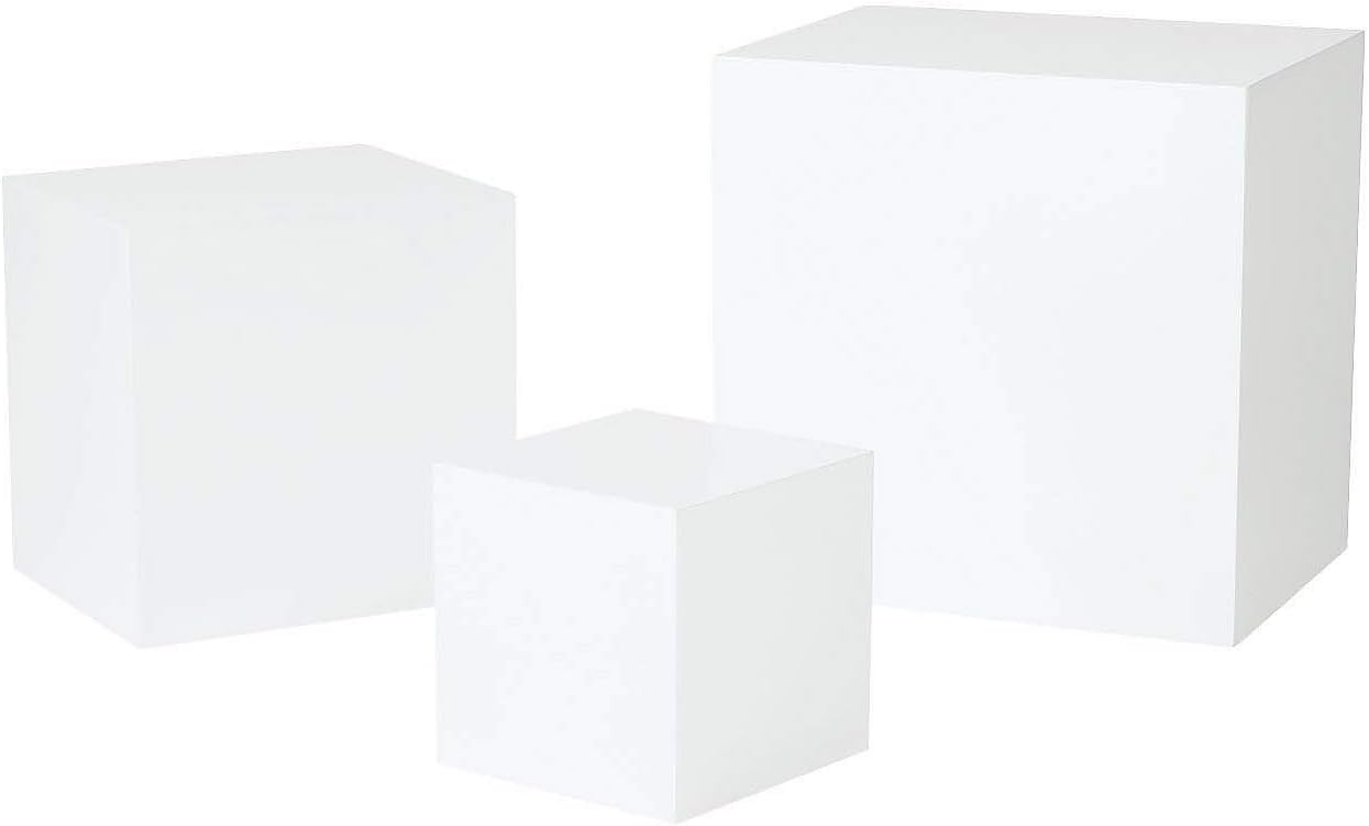 Fun Express White Buffet Table Risers, Set of 3, Made of Wood - Small/Medium/Large Size - Party, Wedding andHome Decor