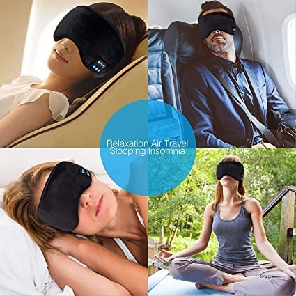 Birzar Sleep Headphones Bluetooth Eye Mask 5.0 Wireless Music Light Eye Shades Headband Sport Headsets with Built in Speakers Microphone Washable Soft Eye Blinder for Perfect Sleeping (Multi Color) 3