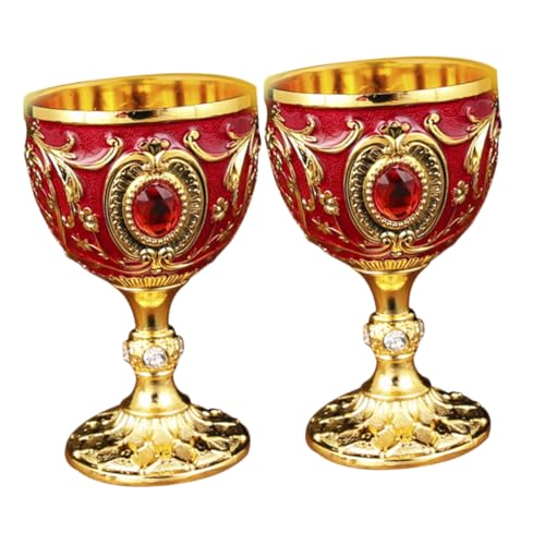 Alipis 2piezas Copa Cáliz Vintage De Grabado De Vaso De Licor Multiusos De Taza Retro Para Whiskey y Vino Elegante y Reutilizable Para Uso Doméstico